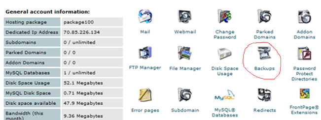 back up icon cpanel