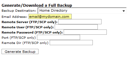 generate backup cpanel